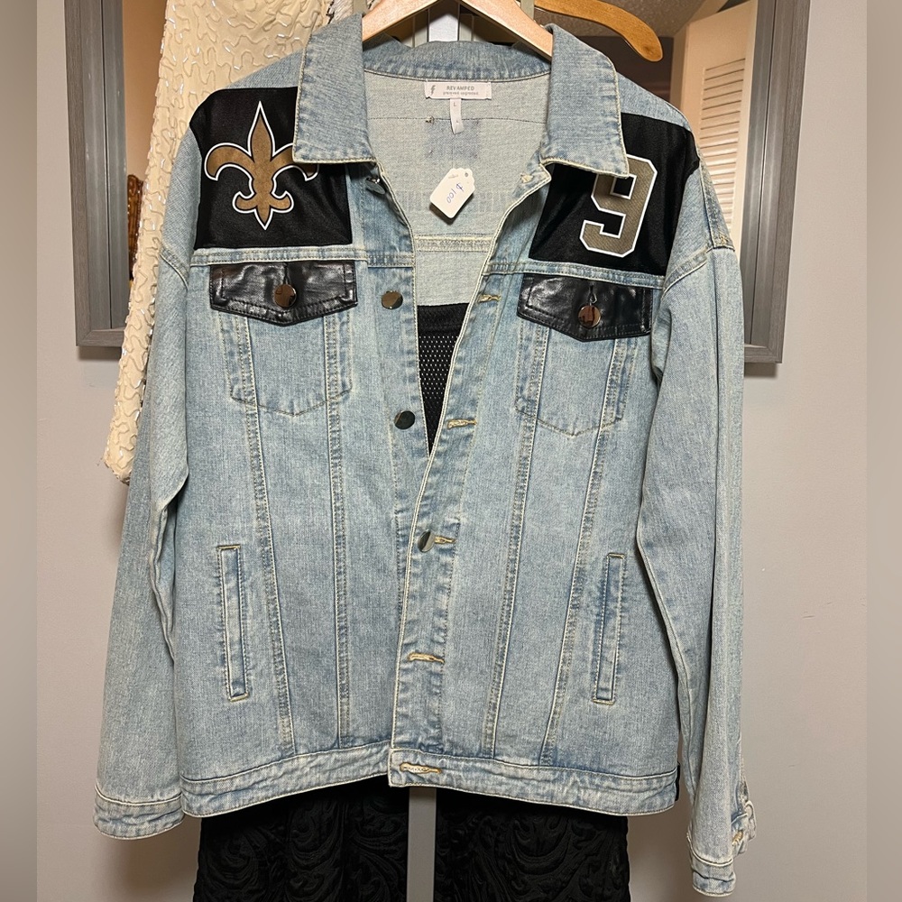 Unique Custom Made New Orleans Saint Drew Brees #9 Denim Jacket